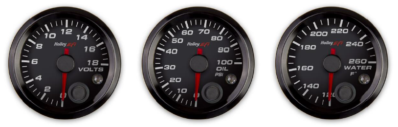 3-Gauge Cluster of Holley EFI Analog-Display Gauges