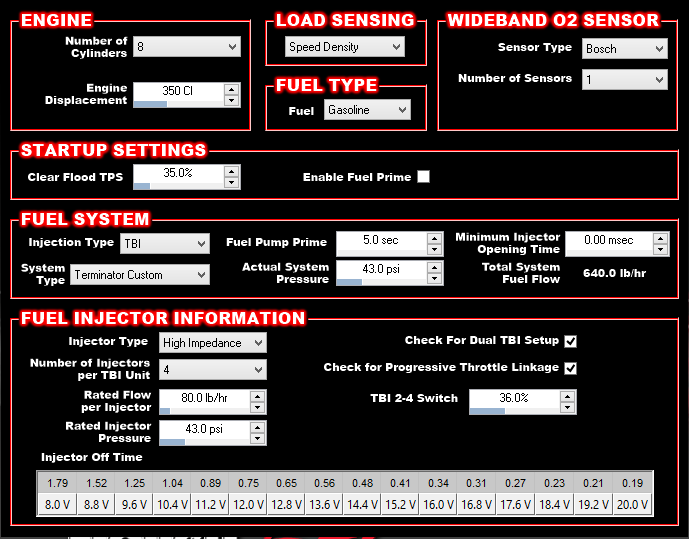 Holley Dual Quad TBI Setup Screenshot