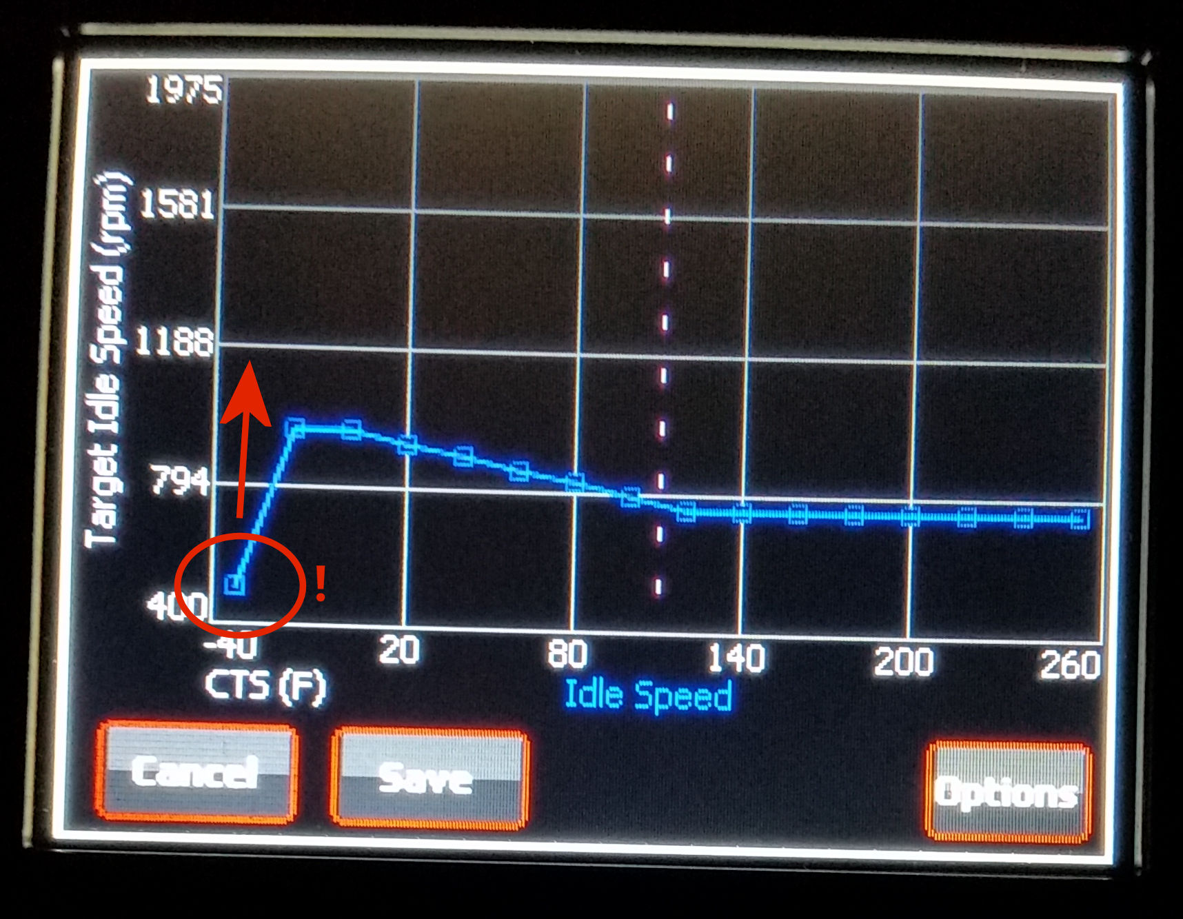 Holley Sniper IAC Speed Curve Before Adjustment