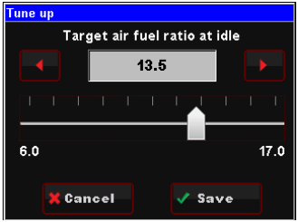 Use the Holley 3.5-Inch Touchscreen Display to set target air-fuel ratio